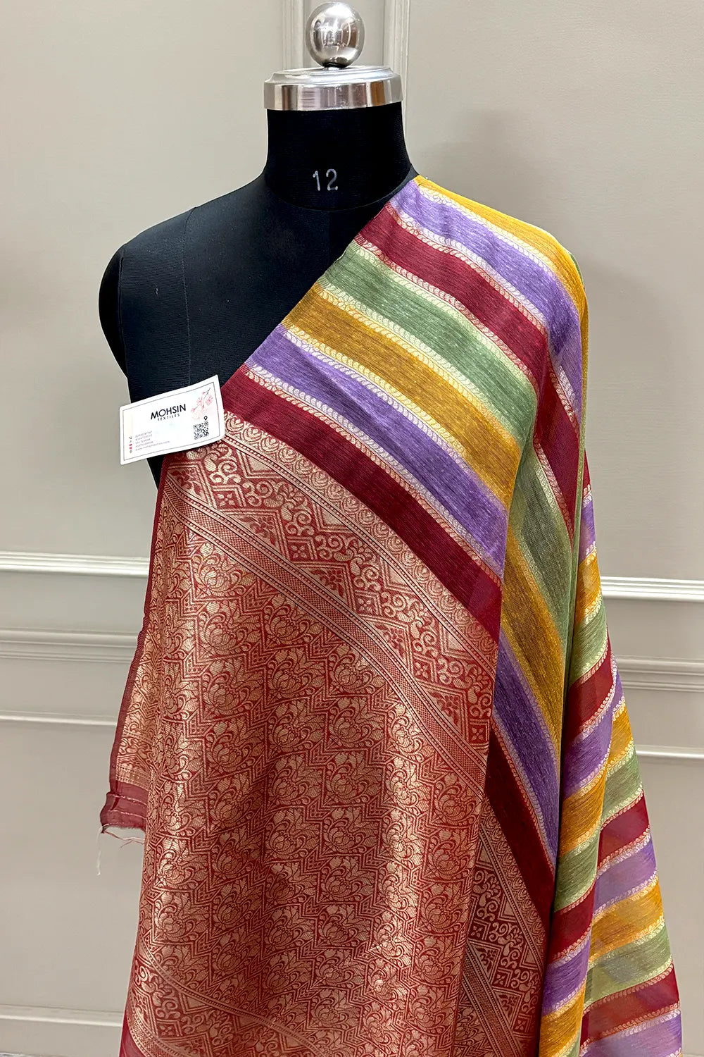 Maroon Resham Zari Cotton Silk Banarasi Saree