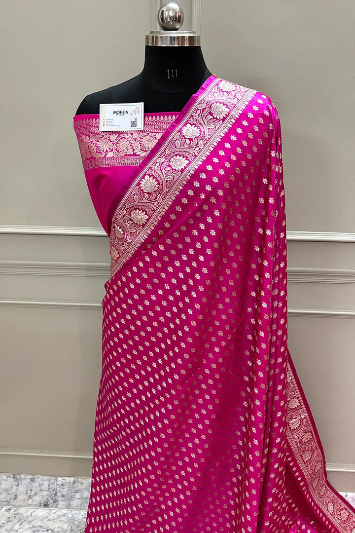 Rani Pink Chunni Buti Katan Silk Banarasi Saree