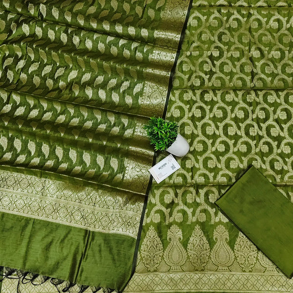 Mehendi Kalgha Jaal Banarasi Silk Suit