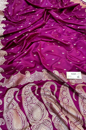 Purple Deepak Buti Katan Silk Banarasi Saree