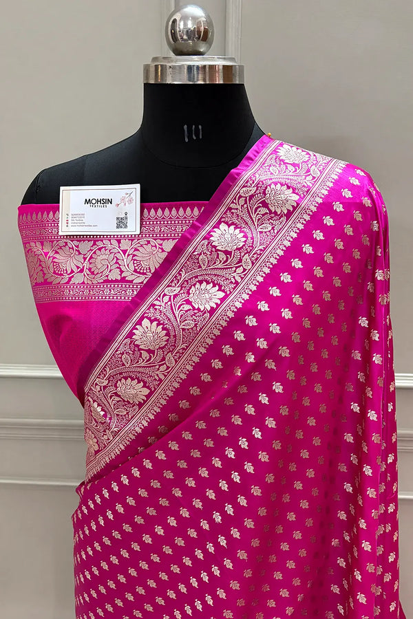 Rani Pink Chunni Buti Katan Silk Banarasi Saree