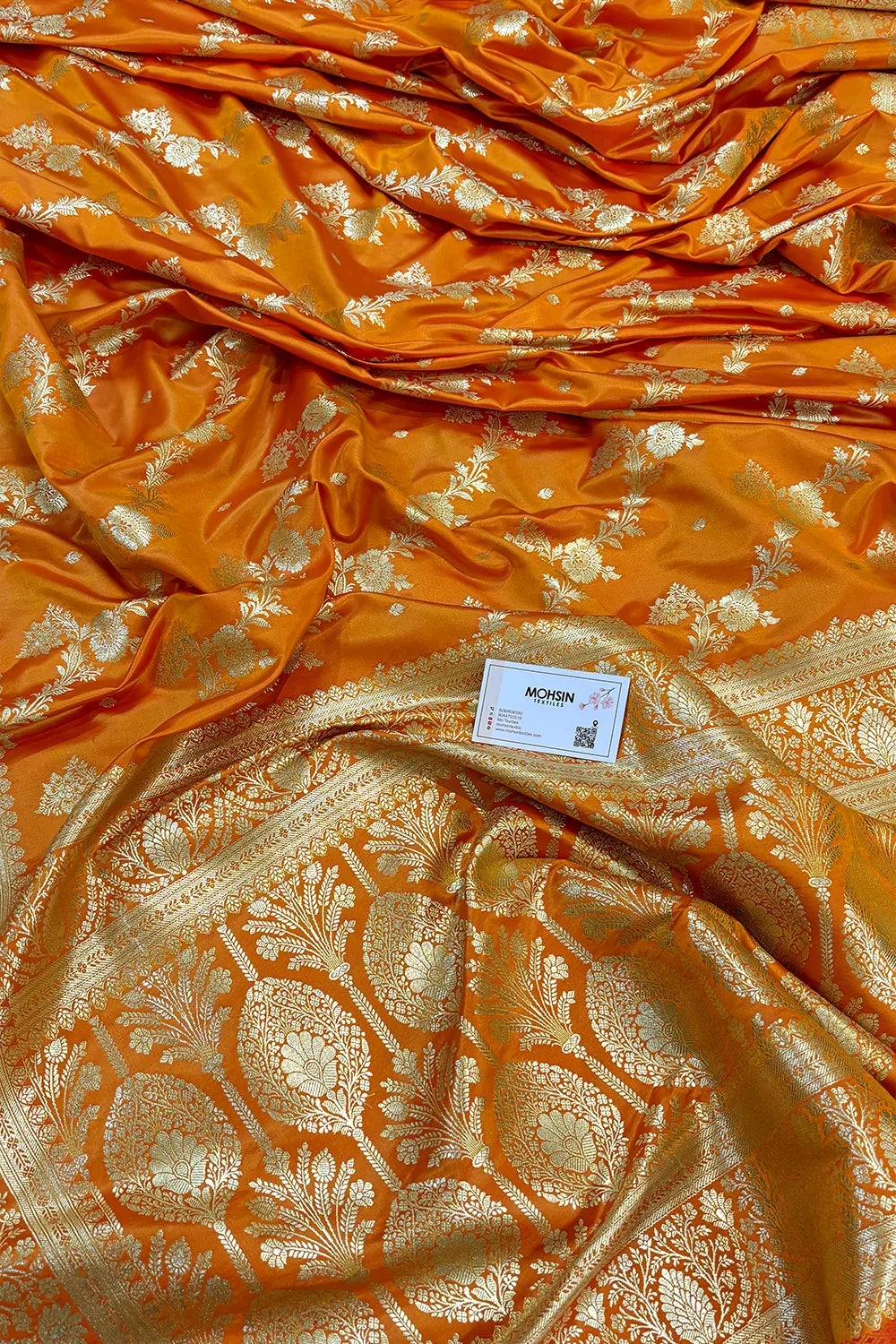 Yellow Papakipari Katan Silk Banarasi Saree