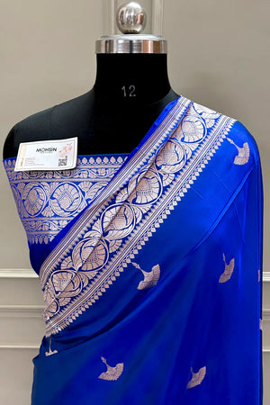Royal Blue Jellyfish Buti Katan Silk Banarasi Saree