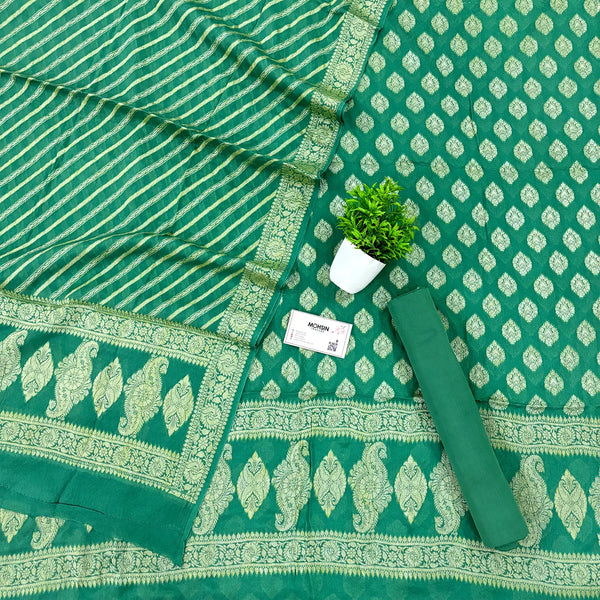 Sea Green Jaguar Buti Georgette Silk Banarasi Suit