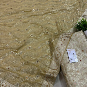 Beige Jharna Laher Stone Work Kimkhab Silk Banarasi Gharara