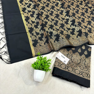 Black Xmas Tree Satin Silk Banarasi Suit