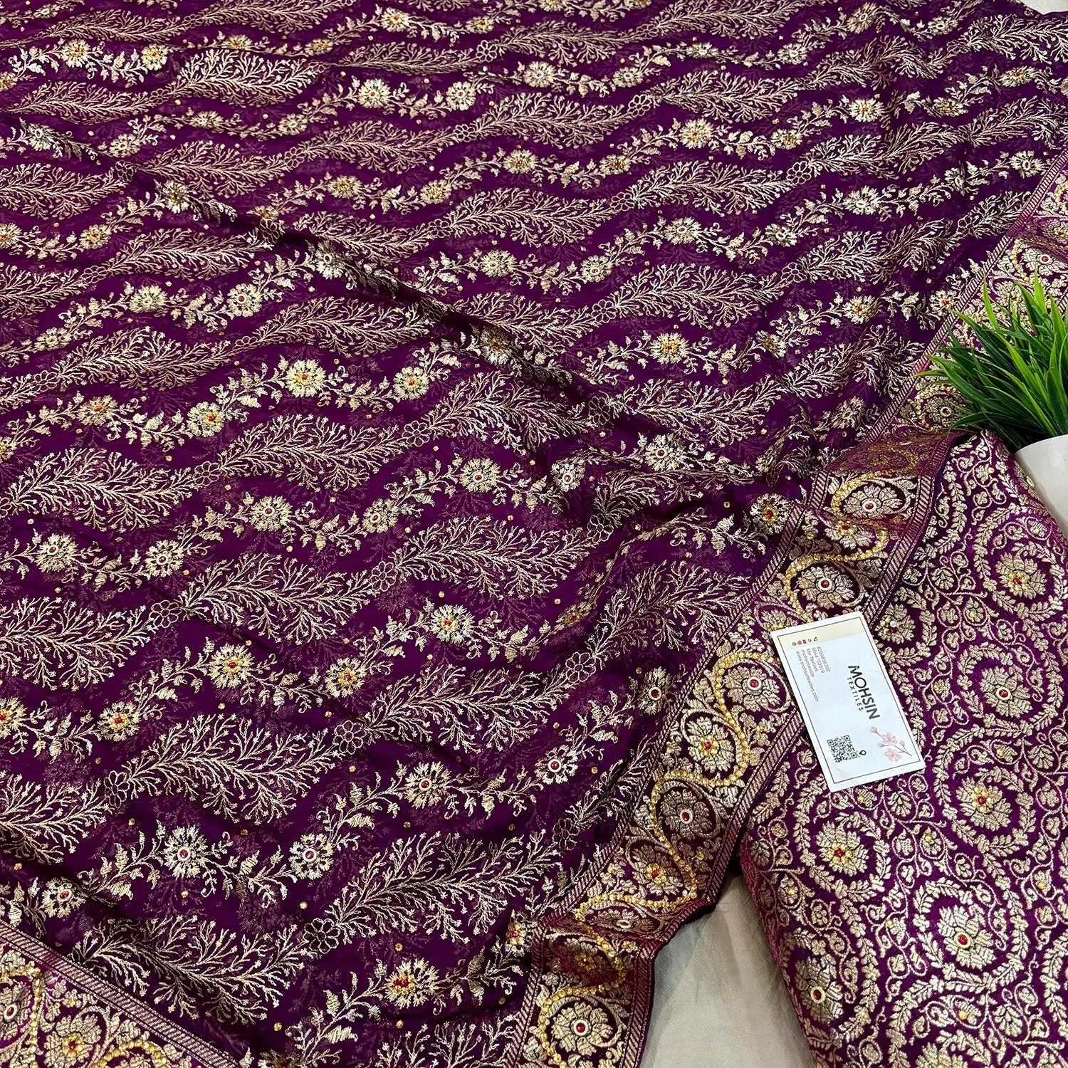 Purple Murrah Jaal Stone Work Kimkhab Silk Banarasi Gharara