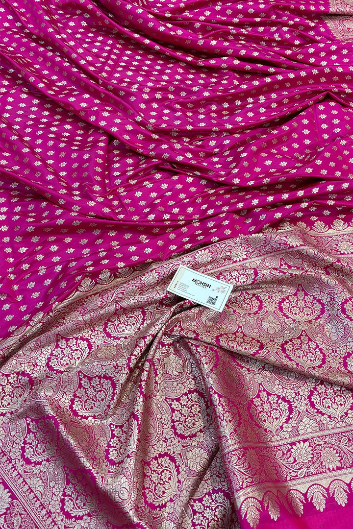 Rani Pink Chunni Buti Katan Silk Banarasi Saree