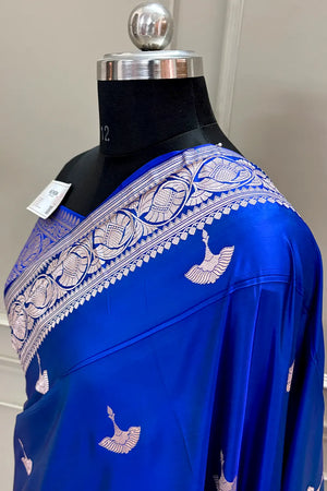 Royal Blue Jellyfish Buti Katan Silk Banarasi Saree