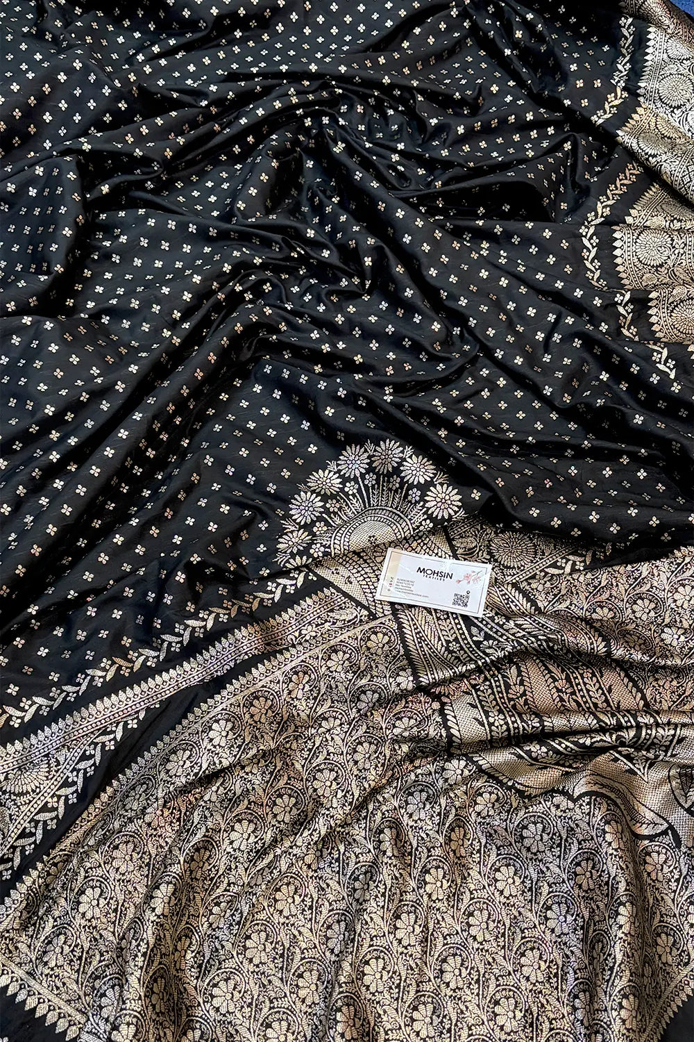 Black Golden Zari Silky Banarasi Saree
