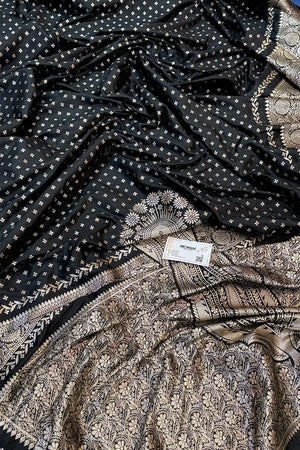 Black Golden Zari Silky Banarasi Saree