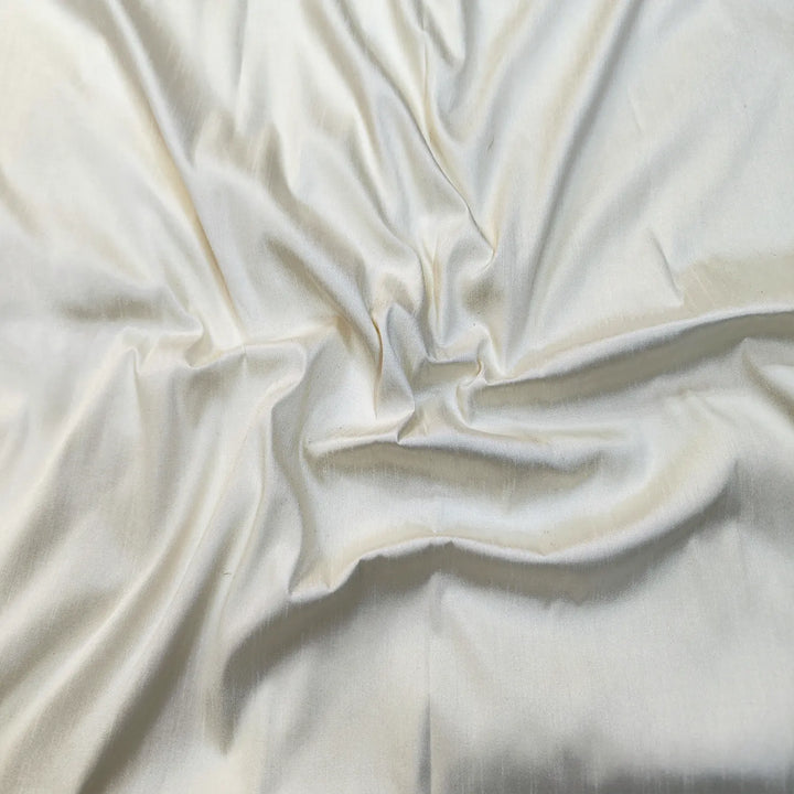 Cream Plain Lilen Silk Banarasi Fabric