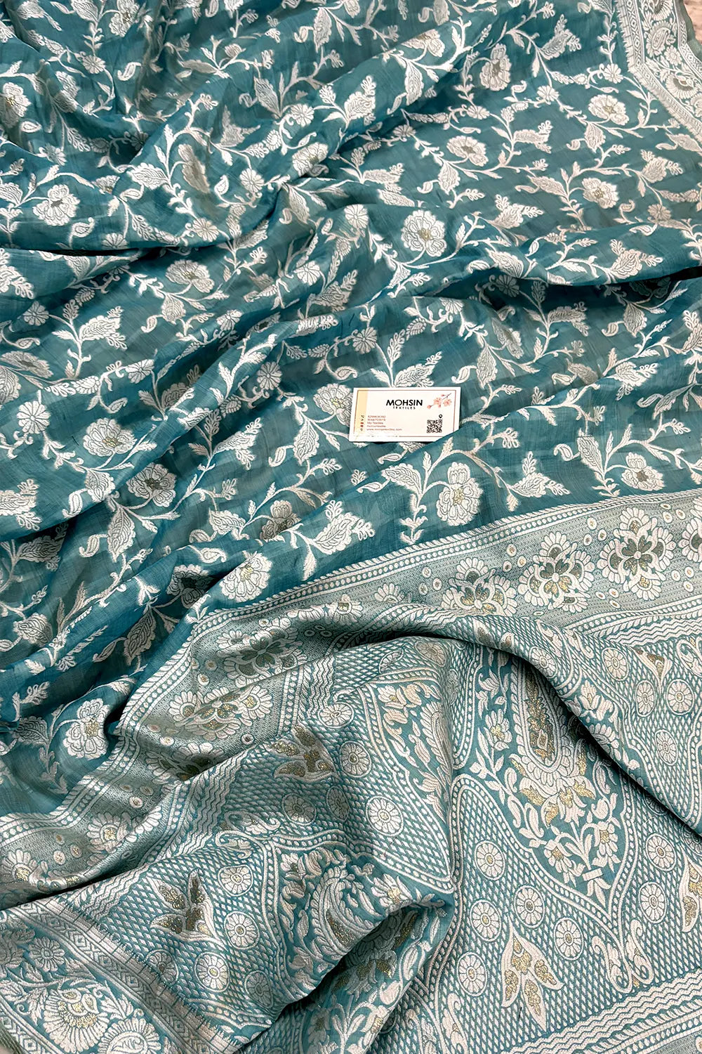 Firozi Resham Silk Banarasi Saree