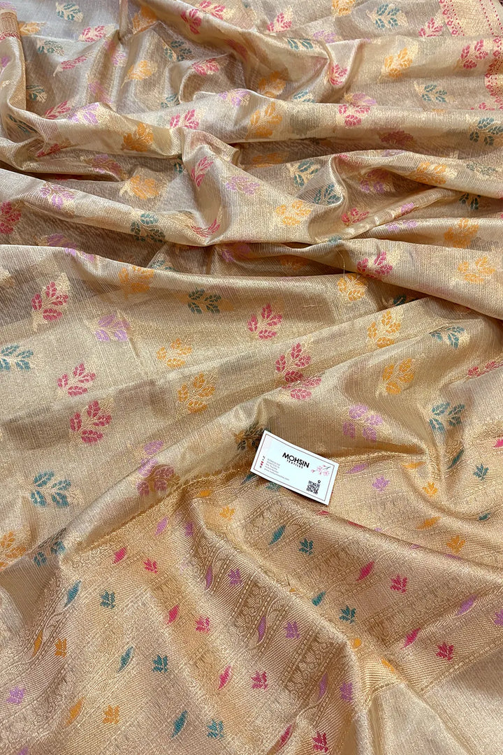 Gold Golden Zari Tissue Silk Banarasi Saree