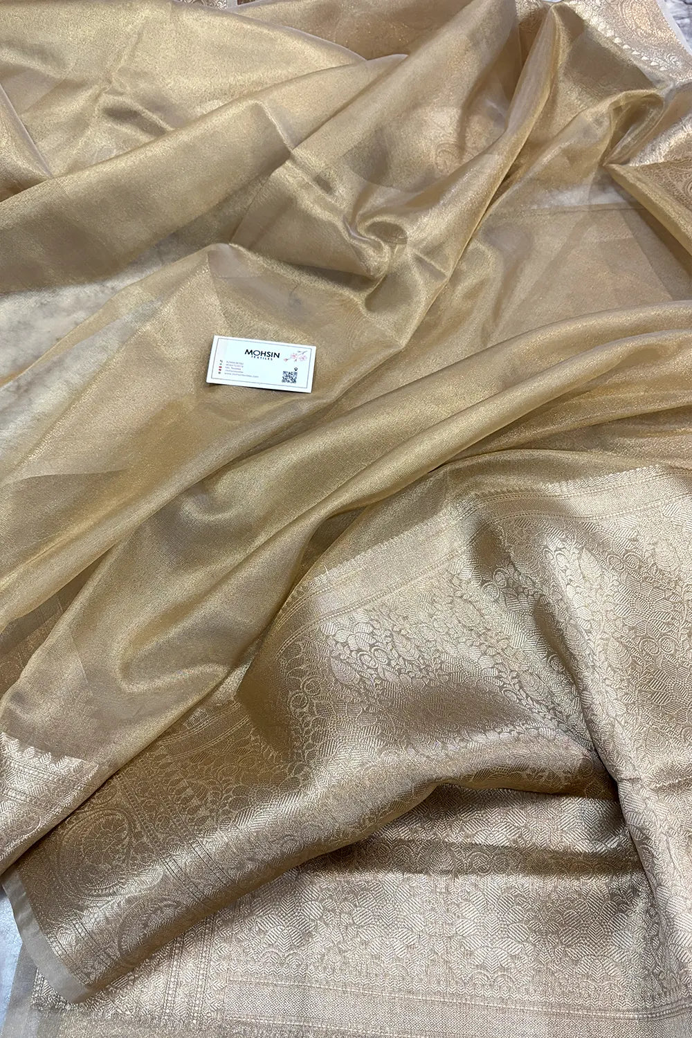 Gold Zari Tissue Silk Banarasi Saree