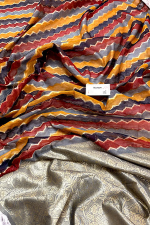 Grey Resham Zari Chanderi Silk Banarasi Saree