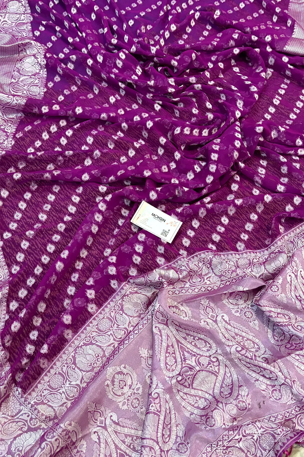 Magenta Resham Zari Georgette Silk Banarasi Saree