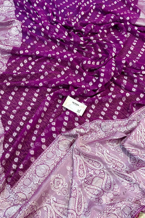 Magenta Resham Zari Georgette Silk Banarasi Saree