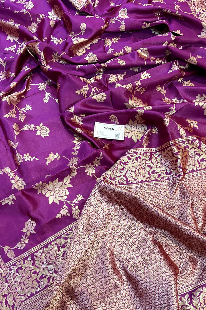 Magenta Resham Zari Silky Banarasi Saree