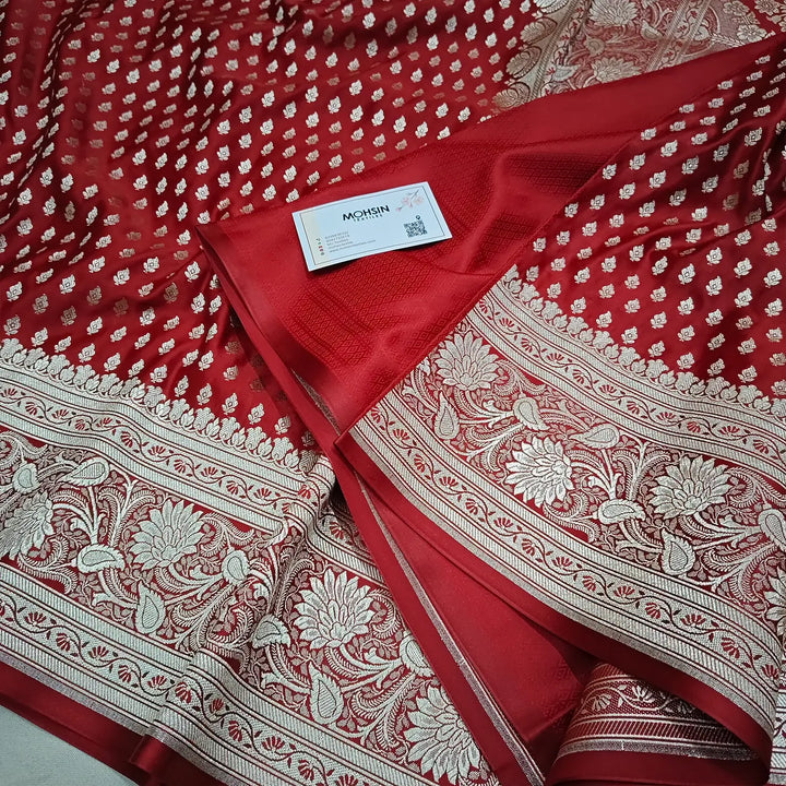 Maroon Golden Zari Katan Silk Banarasi Saree