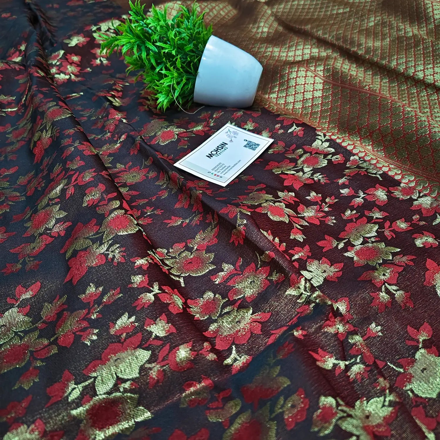 Maroon Jamewar Katan Silk Banarasi Saree