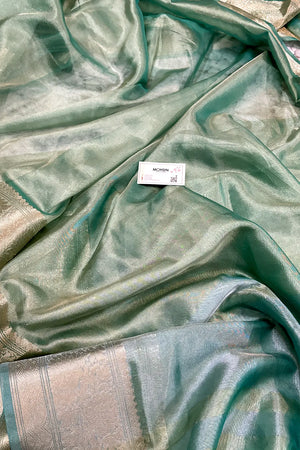 Mint Green Zari Tissue Silk Banarasi Saree