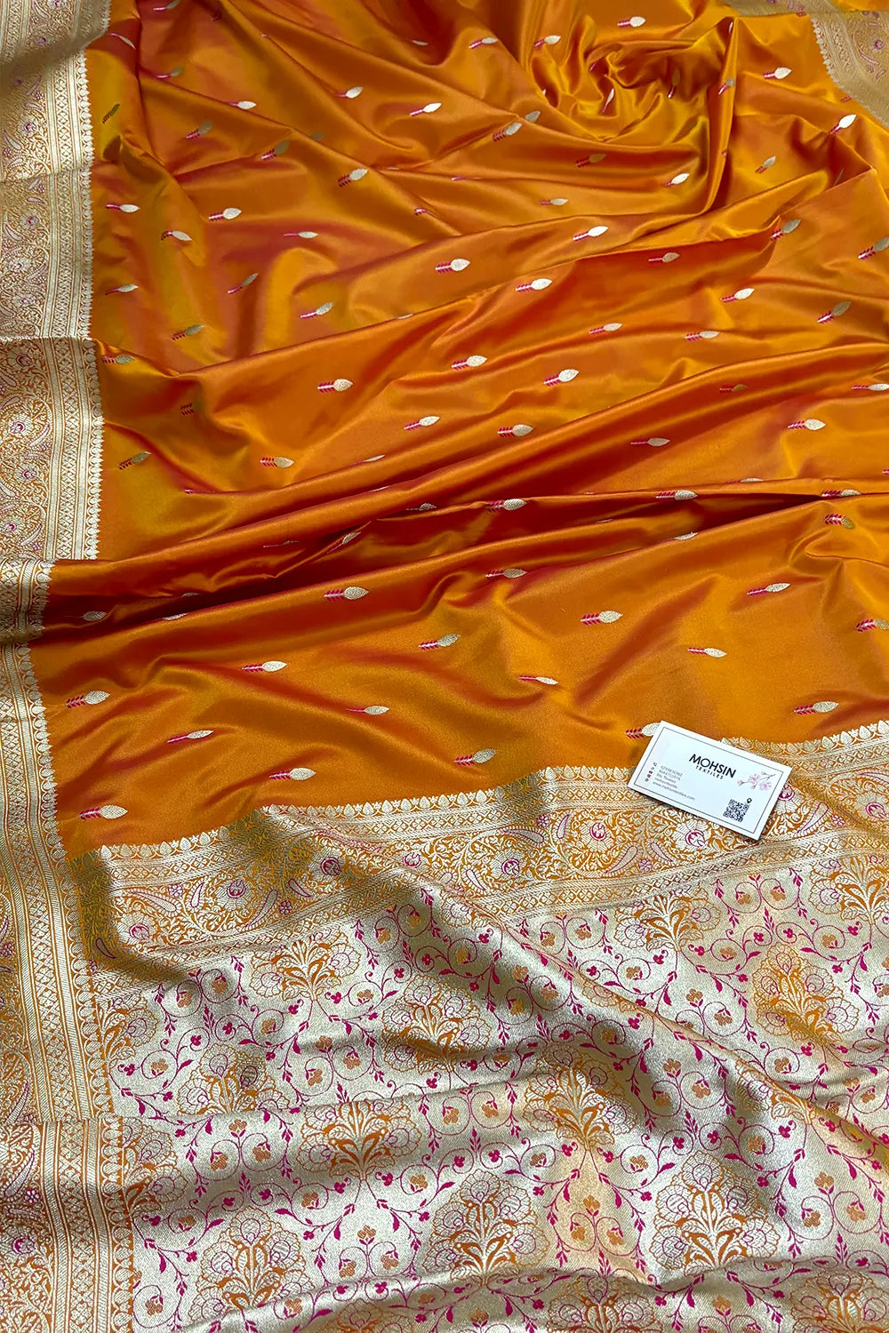 Mustard Tilak Buti Katan Silk Banarasi Saree