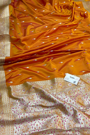 Mustard Tilak Buti Katan Silk Banarasi Saree