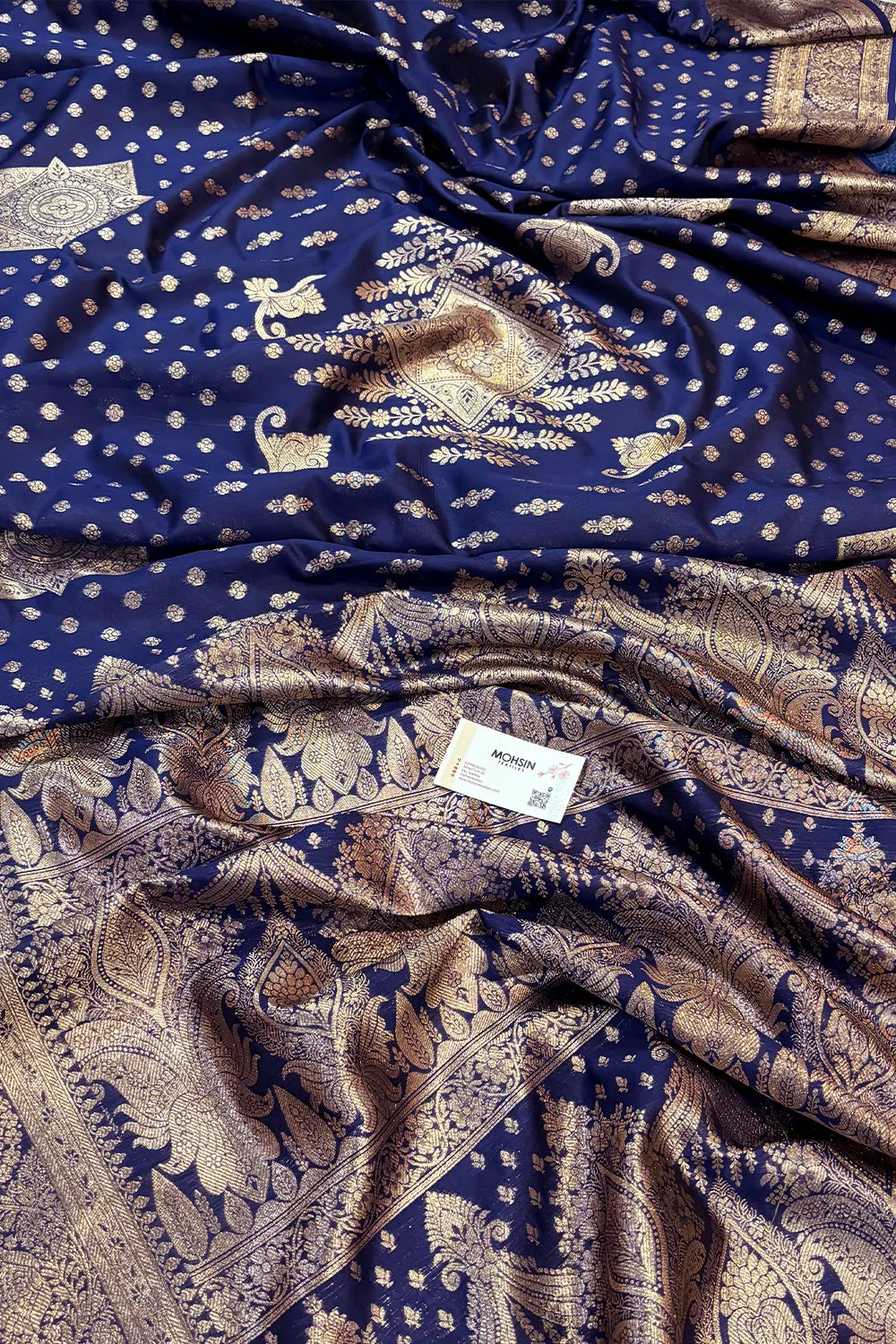 Navy Blue Resham Zari Silky Banarasi Saree