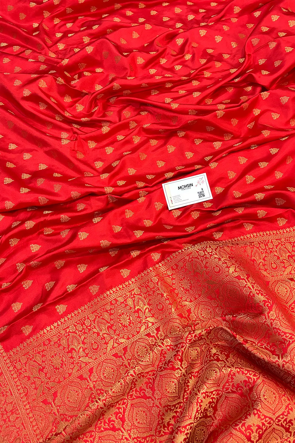 Peach Golden Zari Katan Silk Banarasi Saree