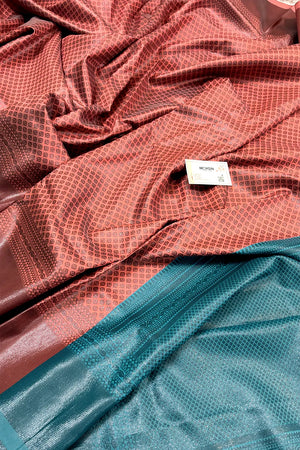 Peach Resham Zari Silk Banarasi Saree