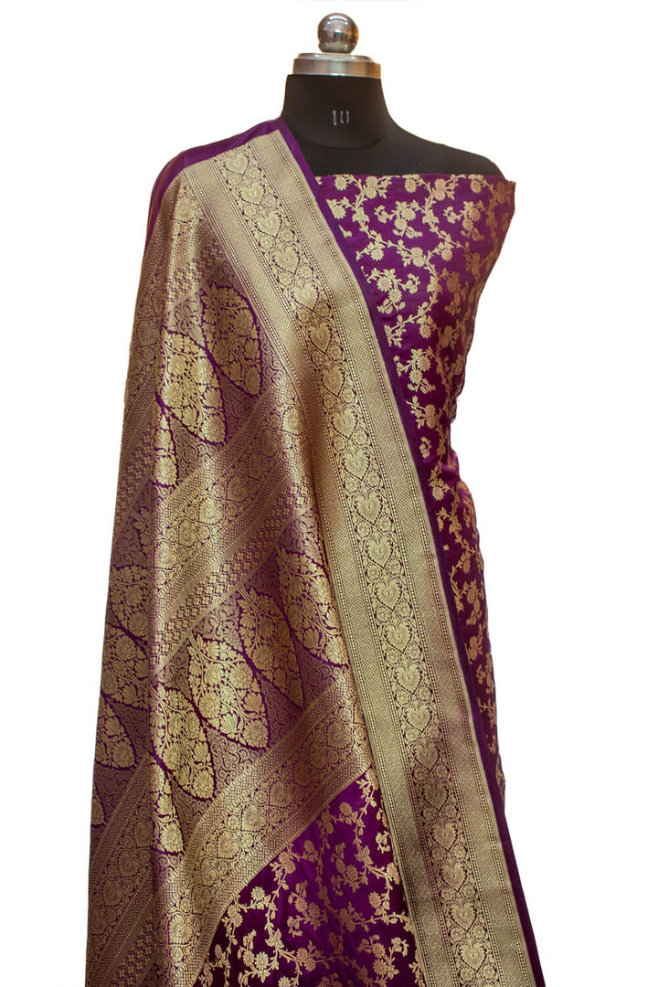 Purple Golden Zari Katan Silk Banarasi Saree