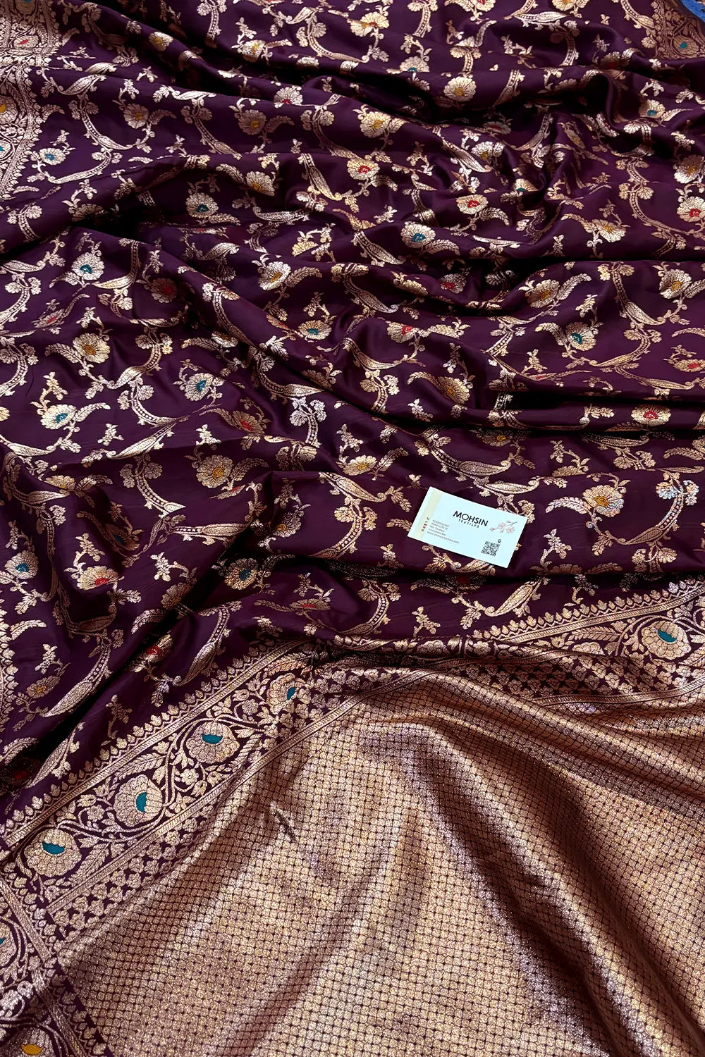 Purple Golden Zari Silky Banarasi Saree