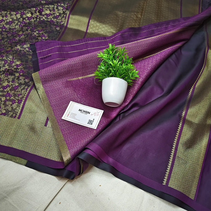 Purple Jamawar Katan Silk Banarasi Saree