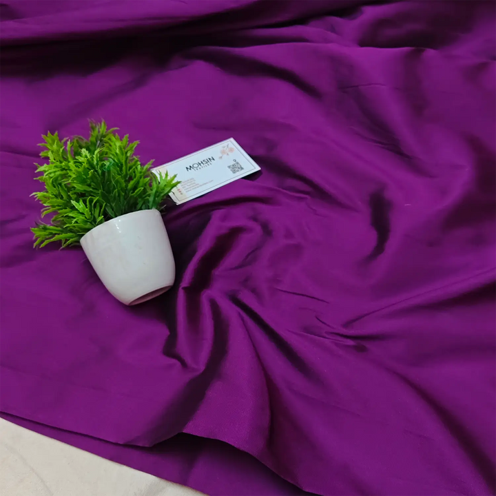 Purple Plain Satin Silk Banarasi Fabric