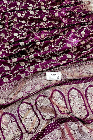Purple Surajmukhi Jaal Katan Silk Banarasi Saree