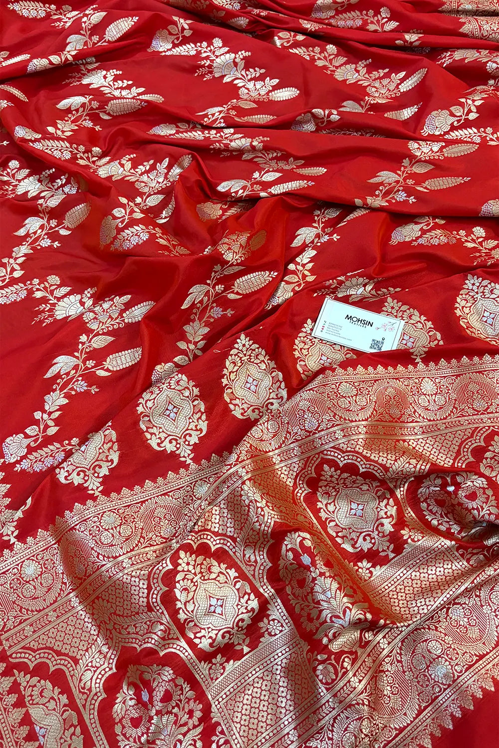 Red Golden Zari Katan Silk Banarasi Saree
