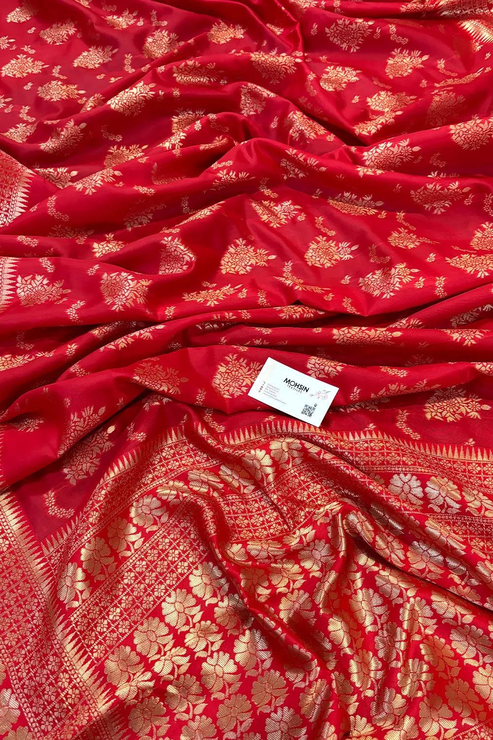 Red Resham Zari Silky Banarasi Saree