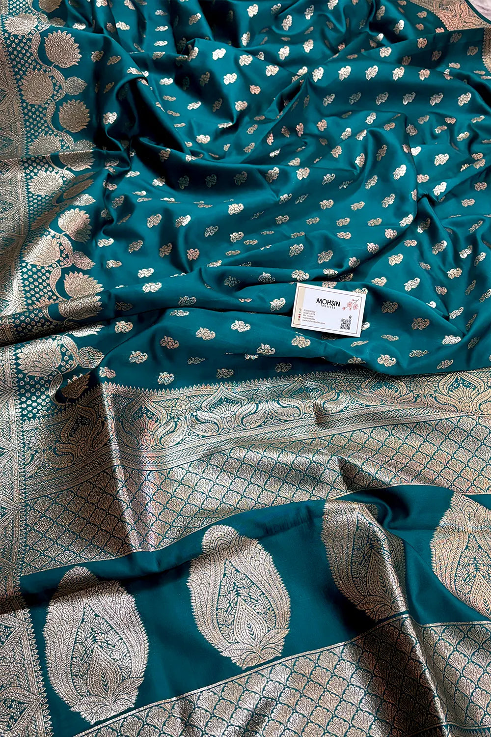 Teal Resham Zari Banarasi Silk Saree