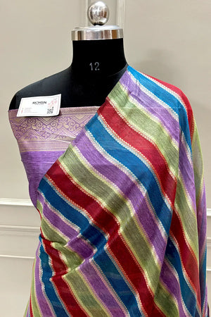 Lavender Resham Zari Cotton Silk Banarasi Saree