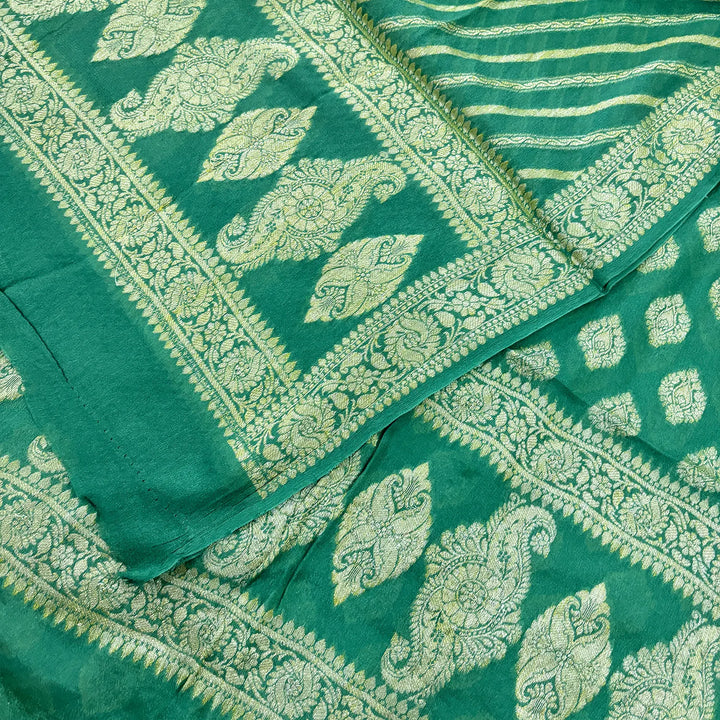 Sea Green Jaguar Buti Georgette Silk Banarasi Suit