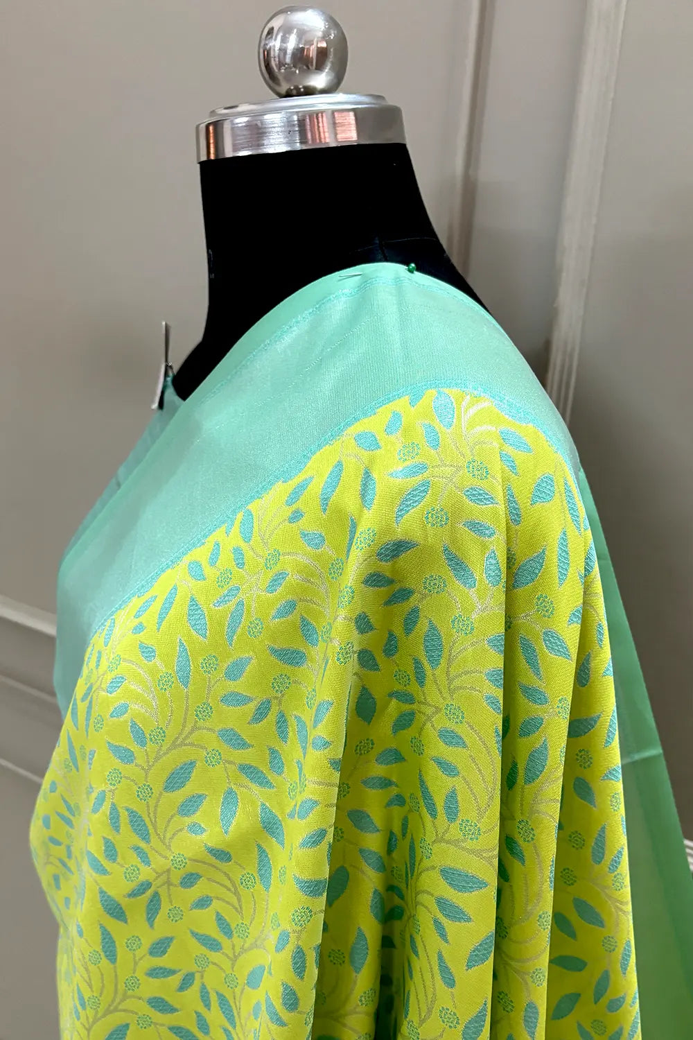 Green and Sea Green Resham Zari Banarasi Silk Saree