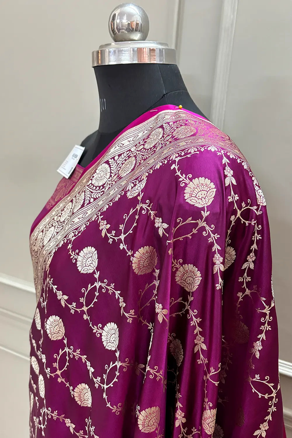 Magenta Ropeway Jaal Katan Silk Banarasi Saree