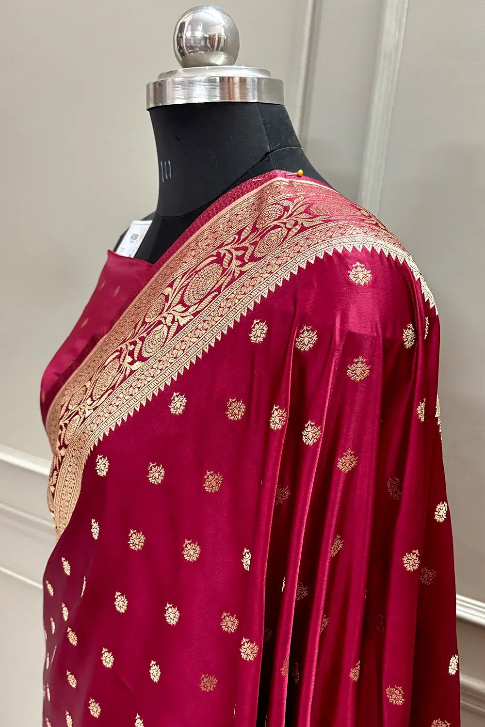 Maroon Golden Zari Katan Silk Banarasi Saree
