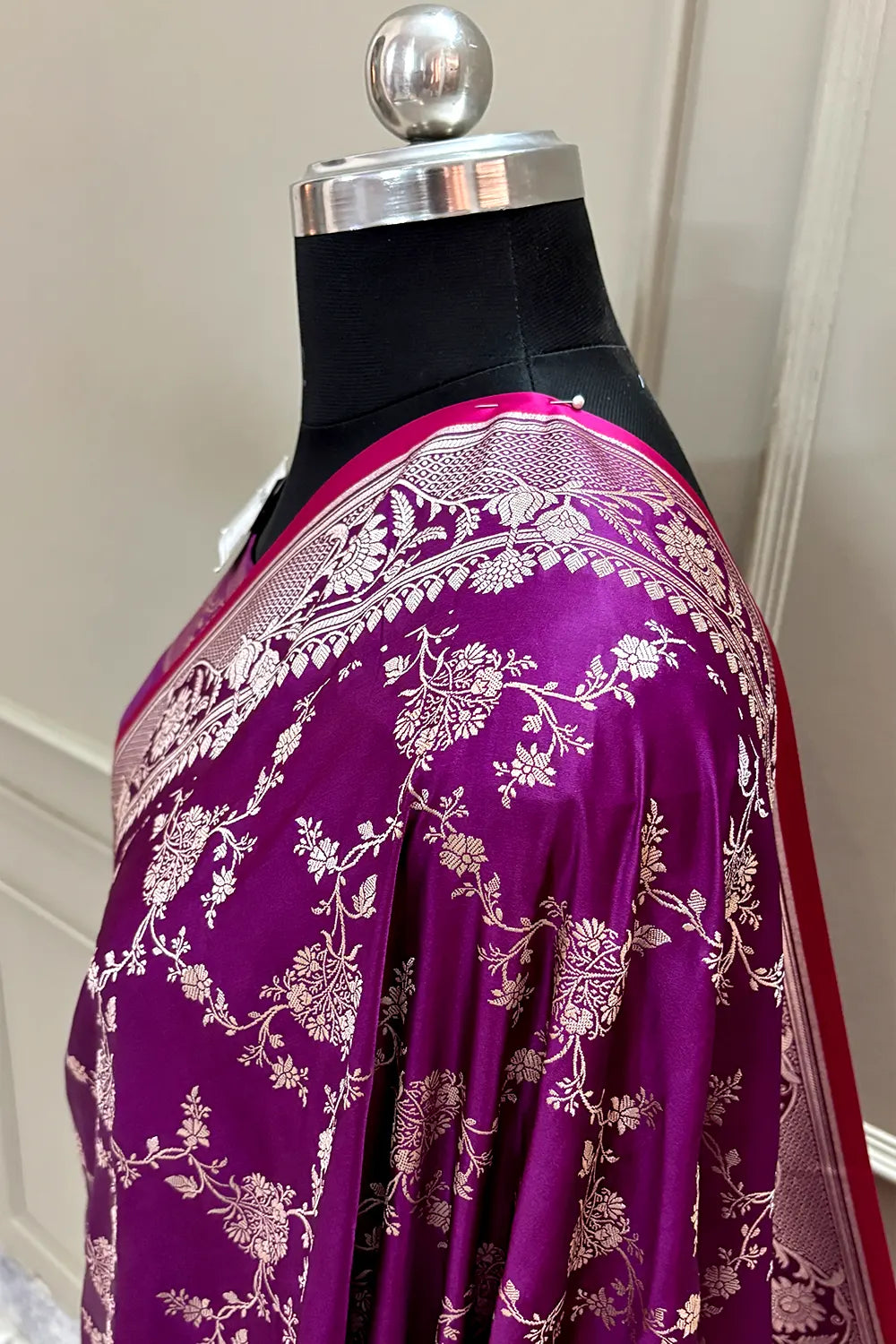 Purple Jhanjaal Katan Silk Banarasi Saree