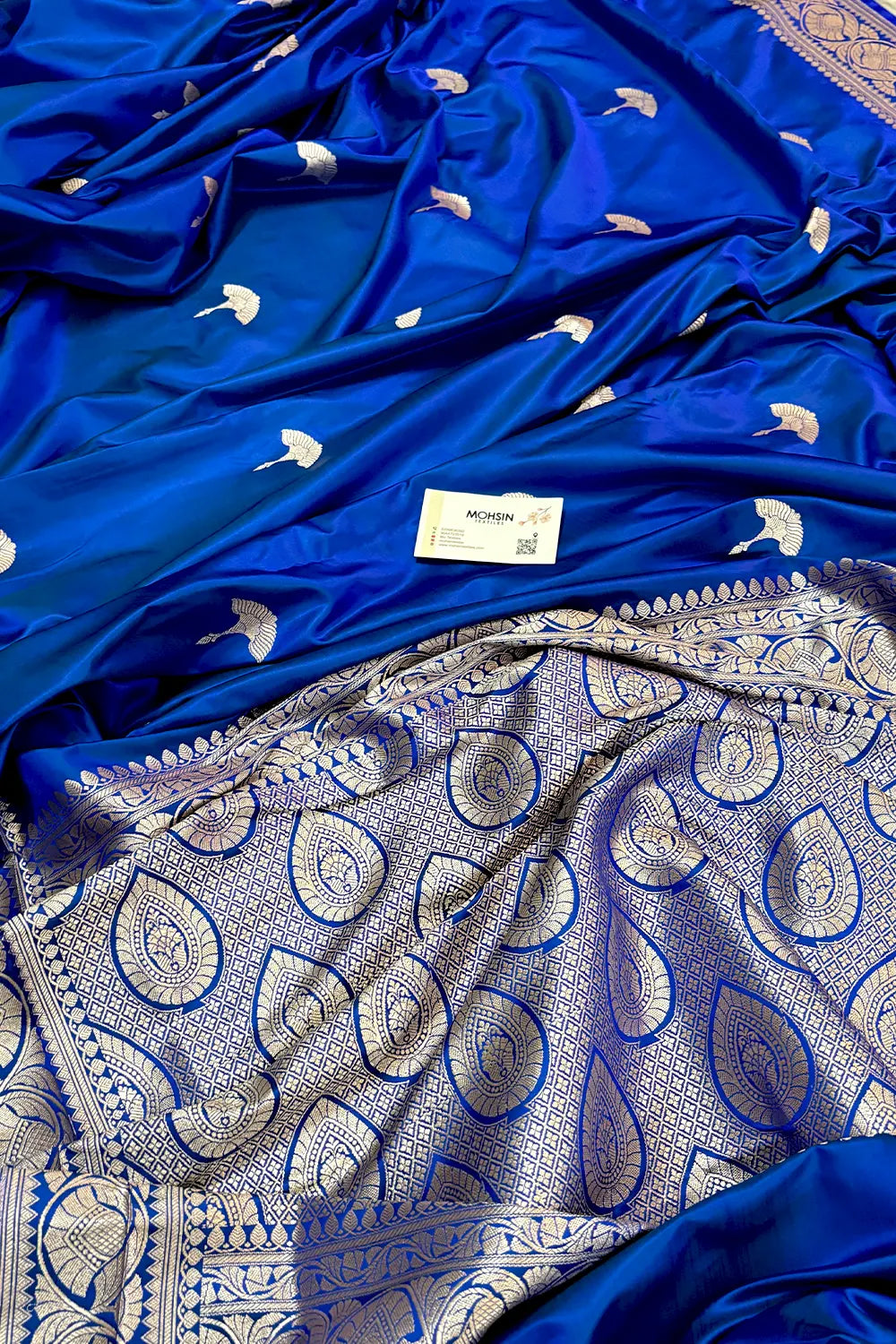 Royal Blue Jellyfish Buti Katan Silk Banarasi Saree