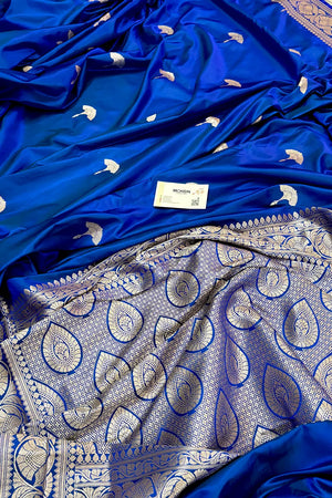Royal Blue Jellyfish Buti Katan Silk Banarasi Saree