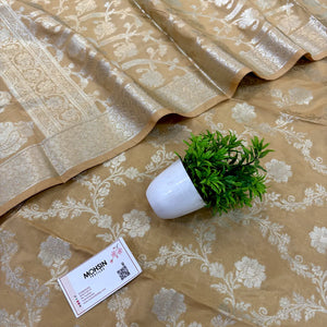 Beige Kashmiri Jaal Katan Silk Banarasi Suit