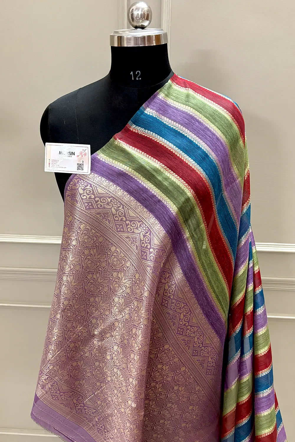 Lavender Resham Zari Cotton Silk Banarasi Saree