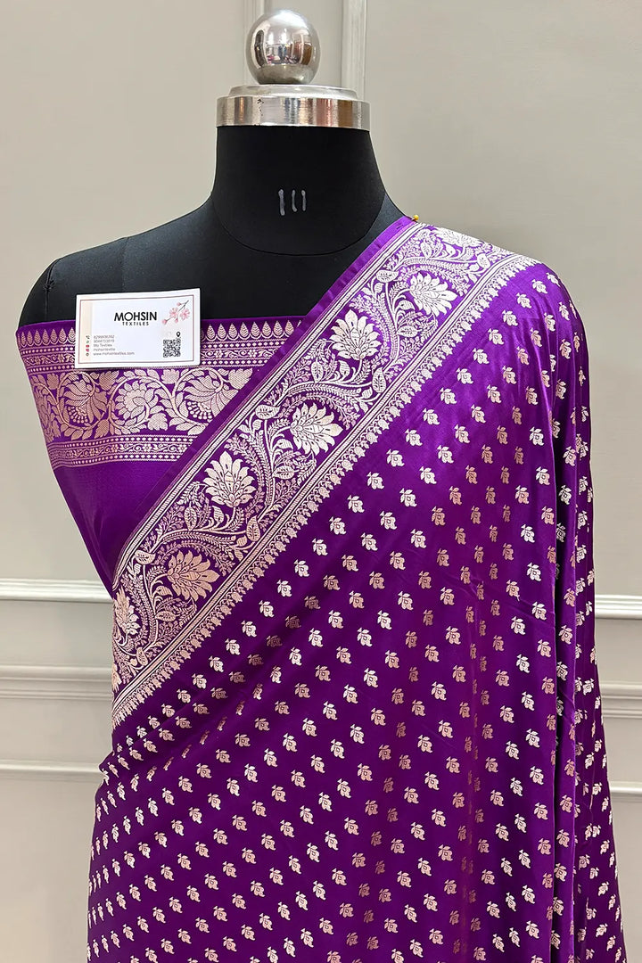 Purple Chunni Buti Katan Silk Banarasi Saree